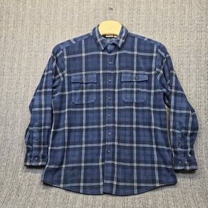L.L.Bean Plaid Fleece Flannel Shirt Mens Large Regular Blue Button-Up Gorpcore